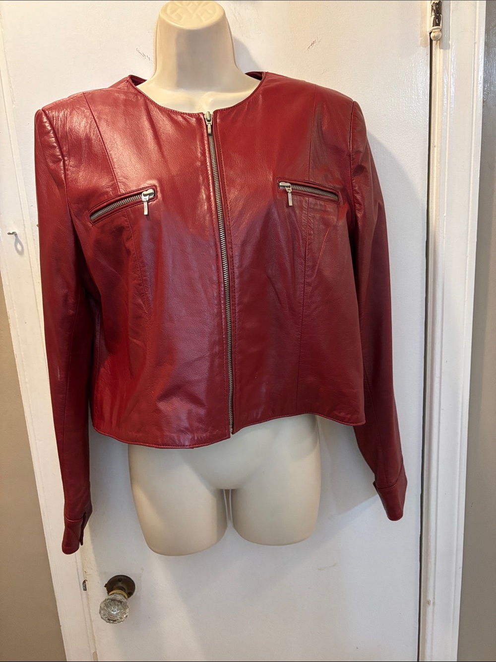 Apostrophe 14 Red Leather Zip-Front Jacket 26-368